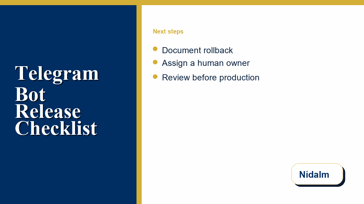 Telegram bot staging rollback and production ownership checklist